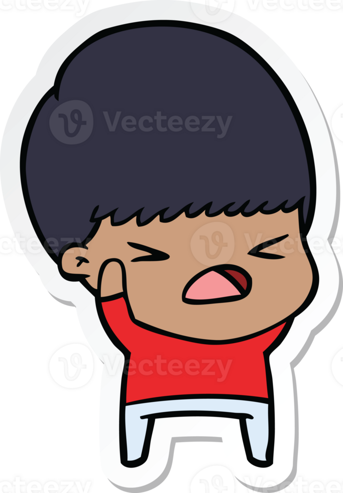 sticker of a cartoon stressed man png