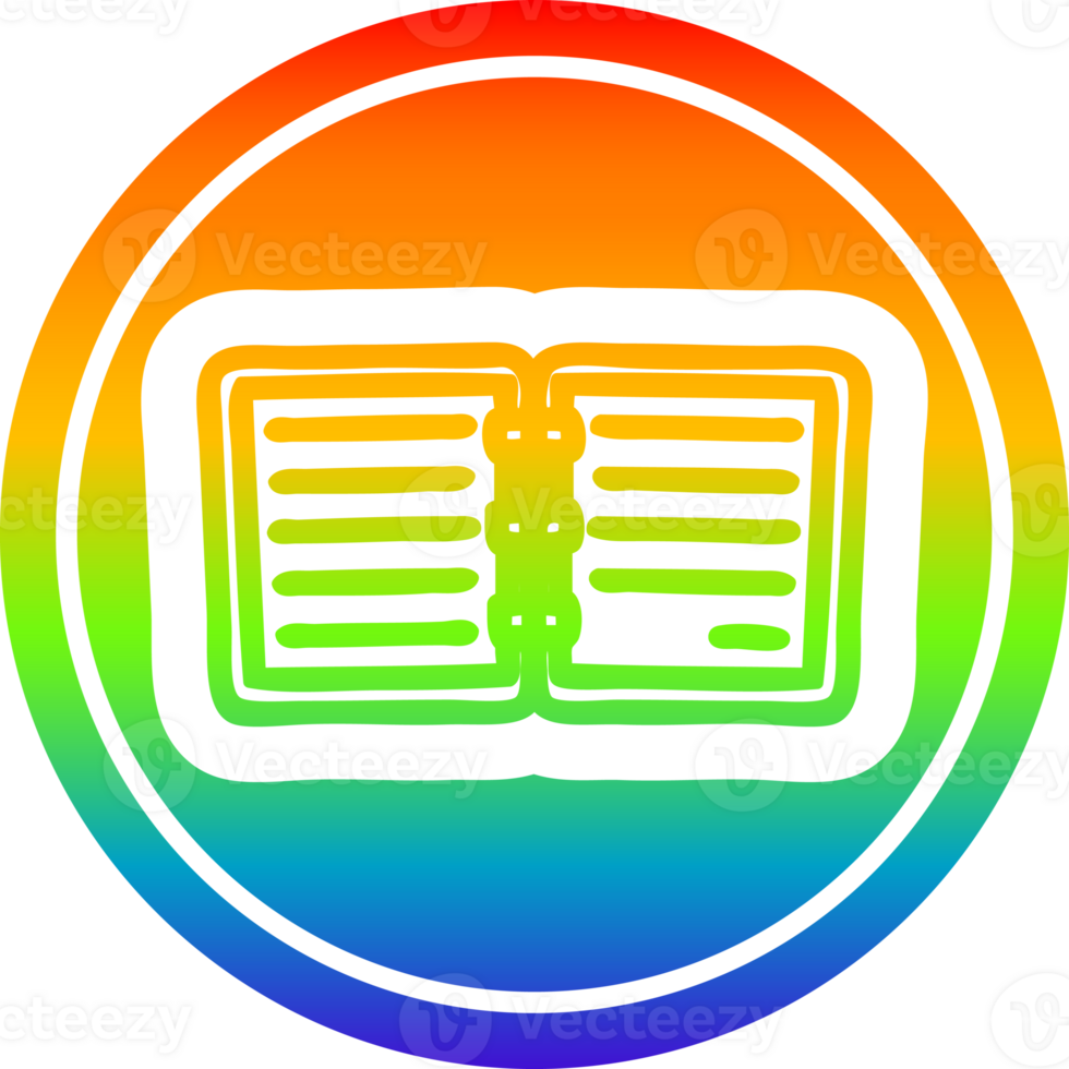 note book circular icon with rainbow gradient finish png