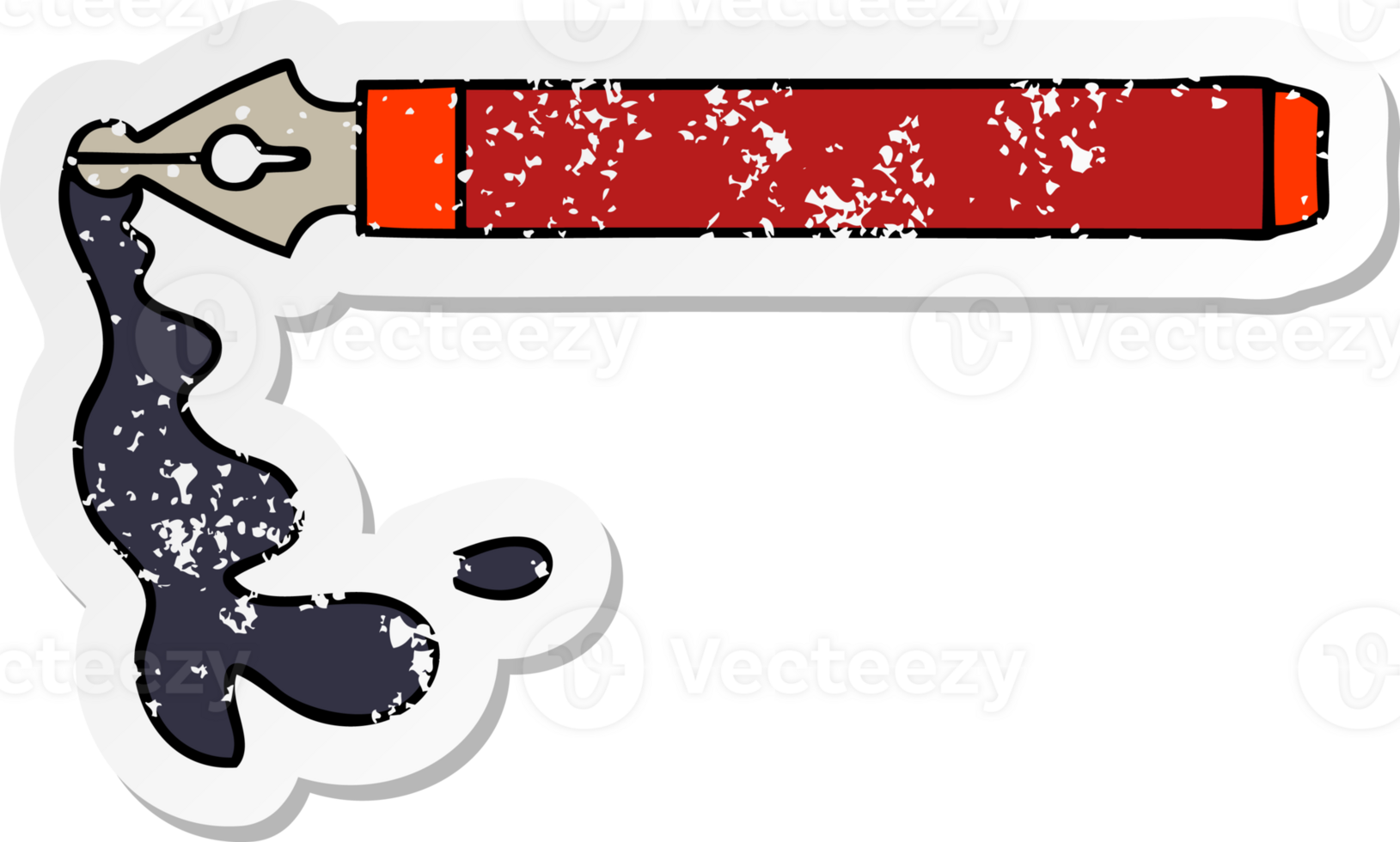 distressed sticker of a quirky hand drawn cartoon ink pen png
