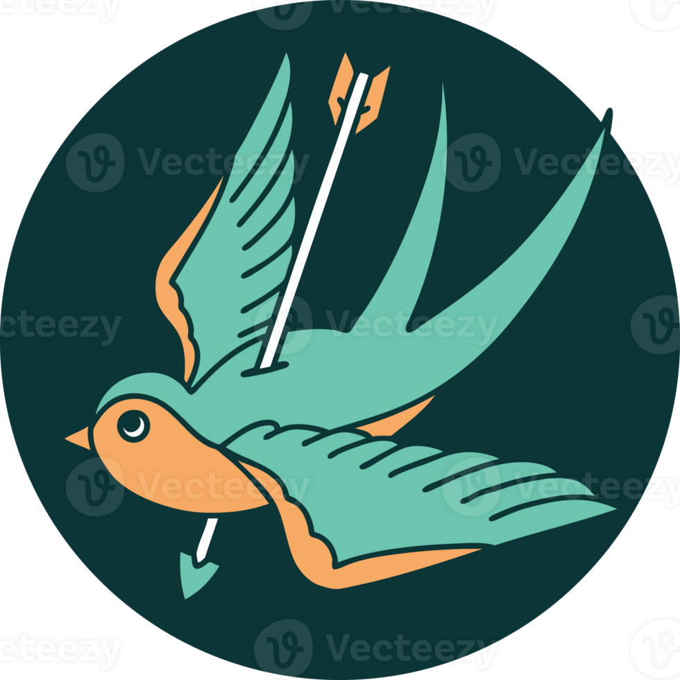 iconic tattoo style image of a swallow png