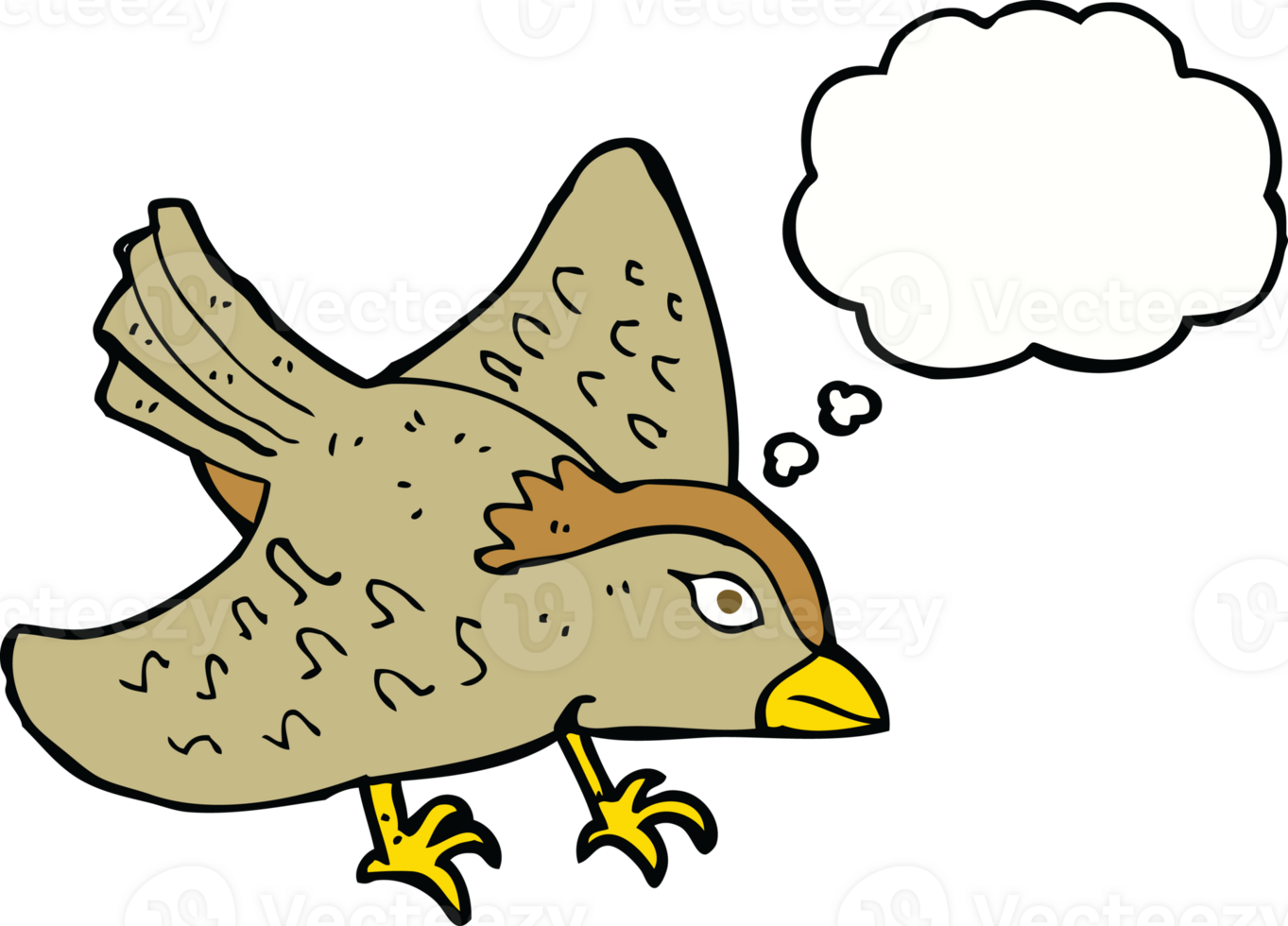 cartoon garden bird with thought bubble png