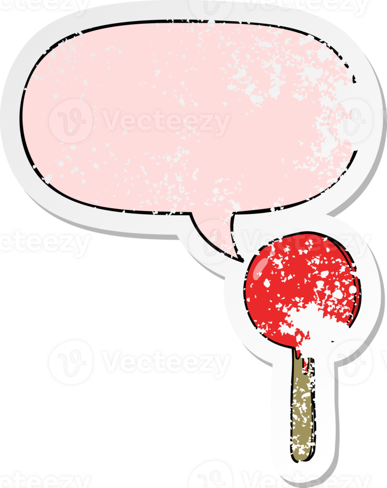 cartoon lollipop with speech bubble distressed distressed old sticker png