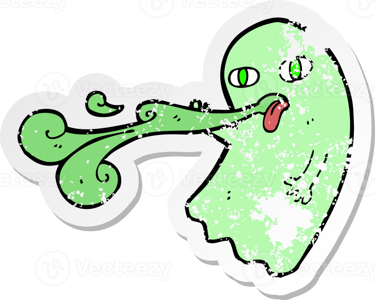 retro distressed sticker of a funny cartoon ghost png