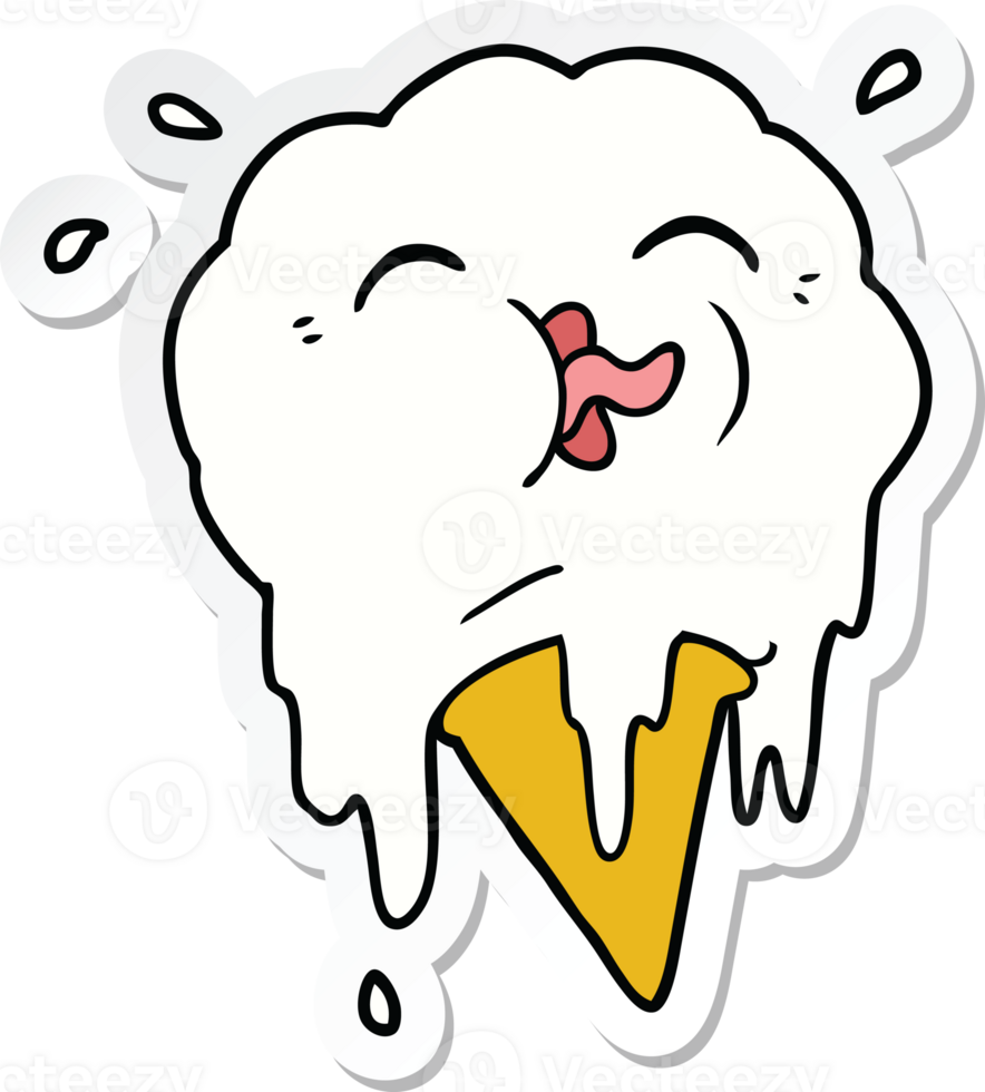 sticker of a cartoon melting ice cream png