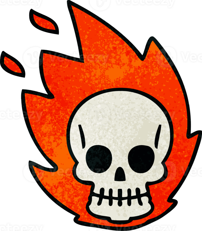hand drawn quirky cartoon skull png