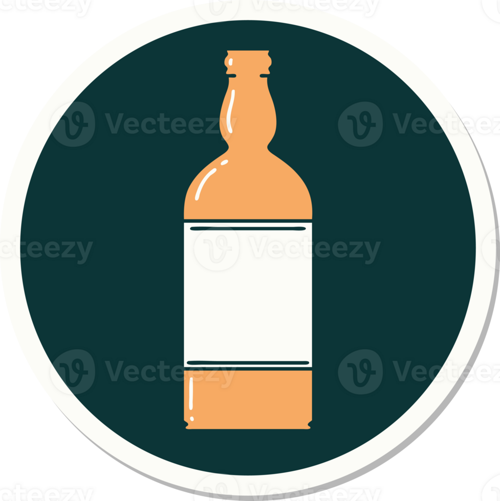 sticker of tattoo in traditional style of a bottle png