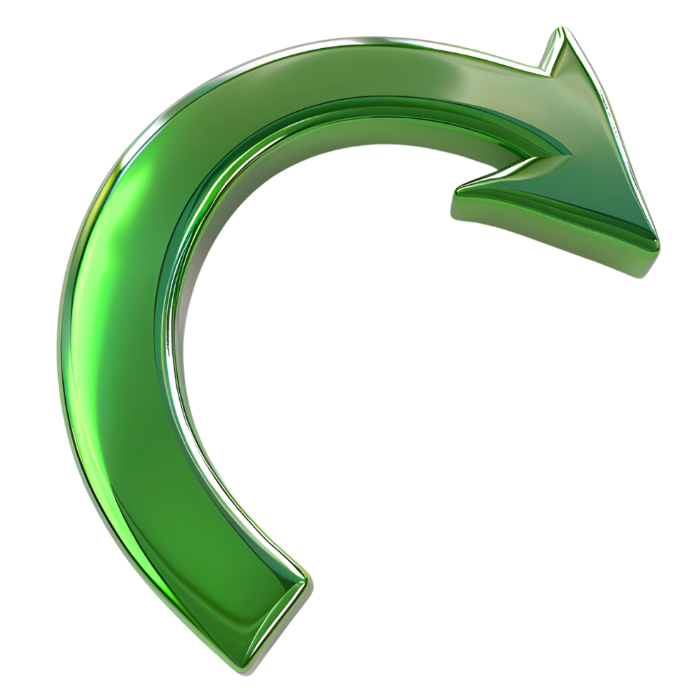3D curved green arrow png