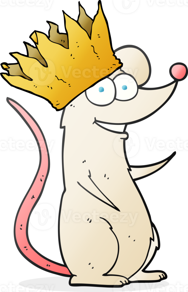 hand drawn cartoon mouse wearing crown png