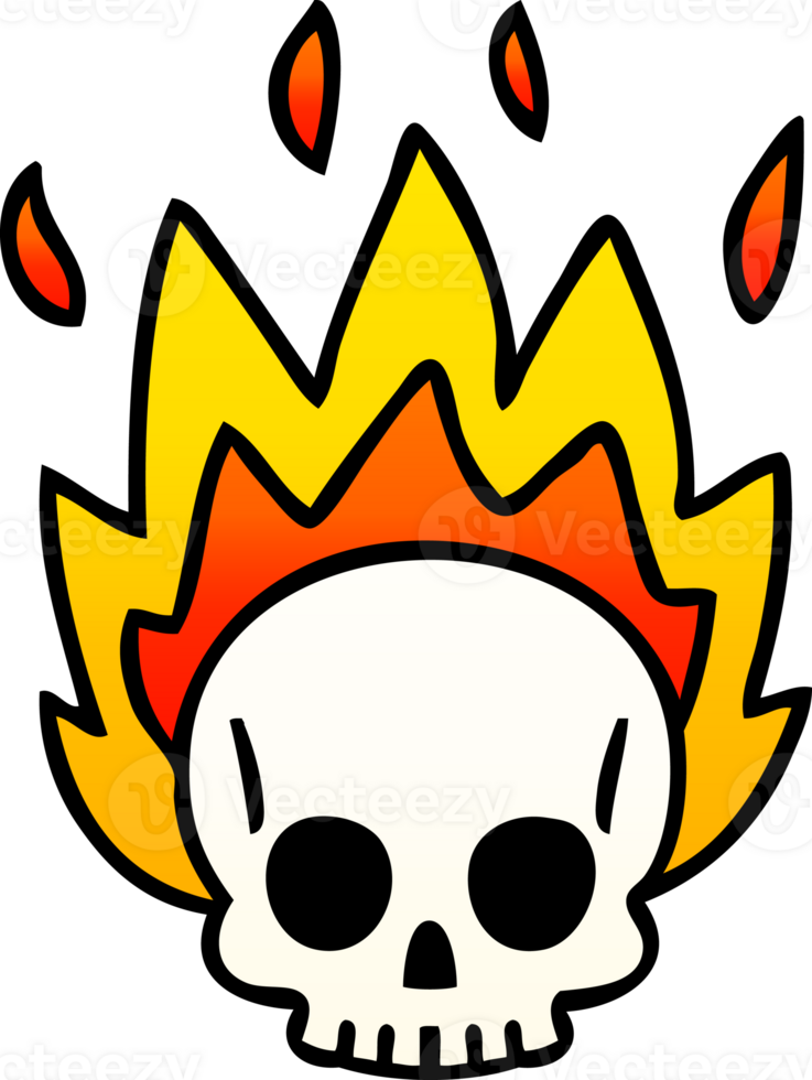 gradient shaded quirky cartoon skull png