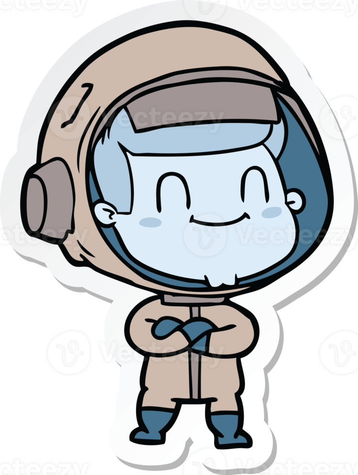 sticker of a happy cartoon astronaut man png