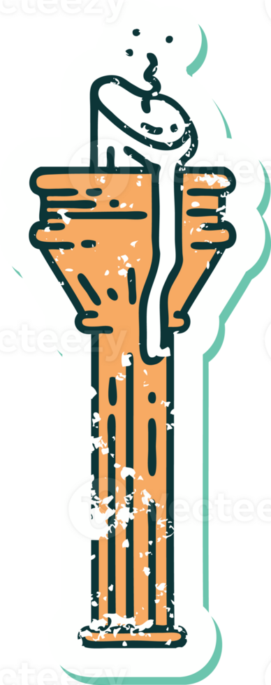 iconic distressed sticker tattoo style image of a candelabra png