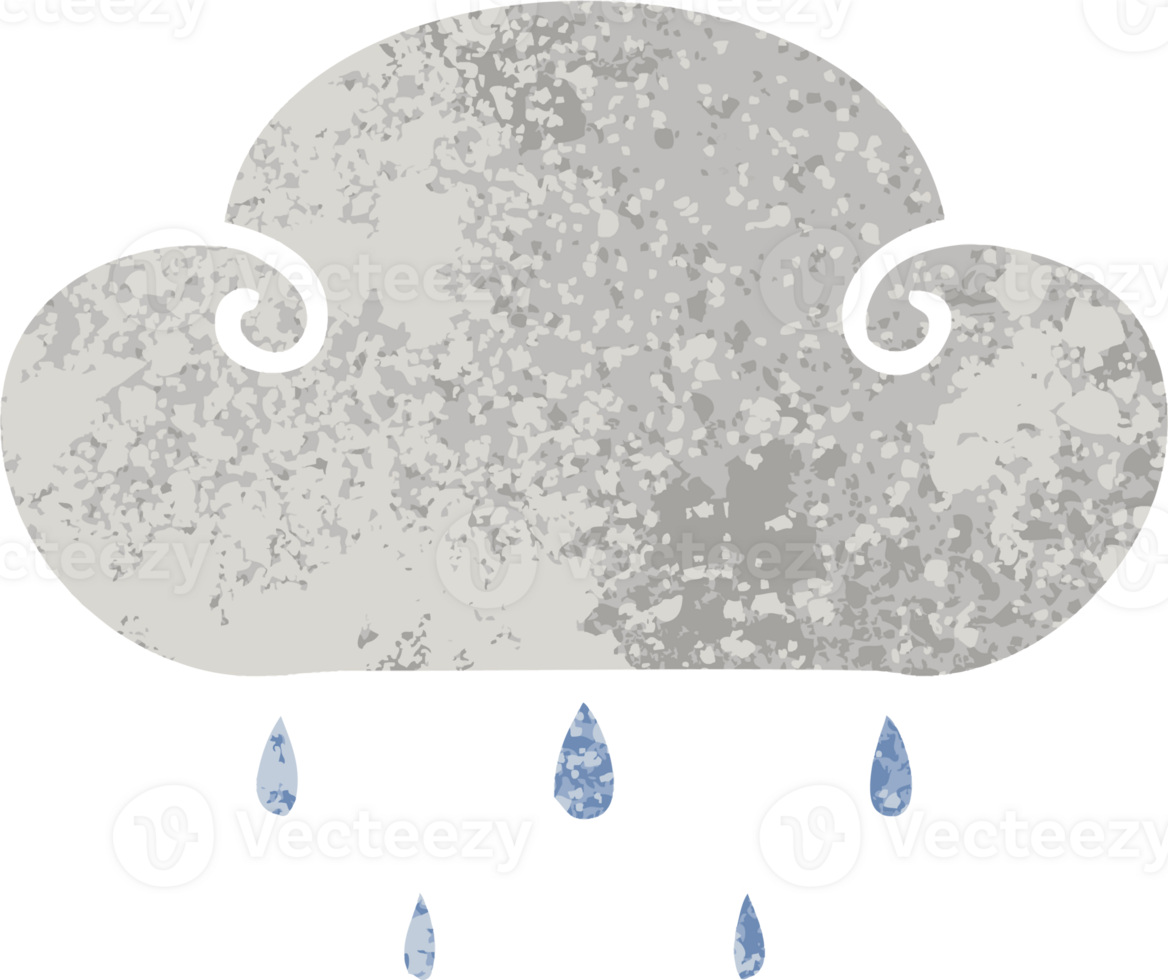 retro illustration style quirky cartoon rain cloud png