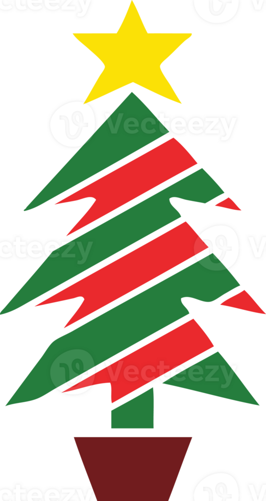flat color retro cartoon of a christmas tree png