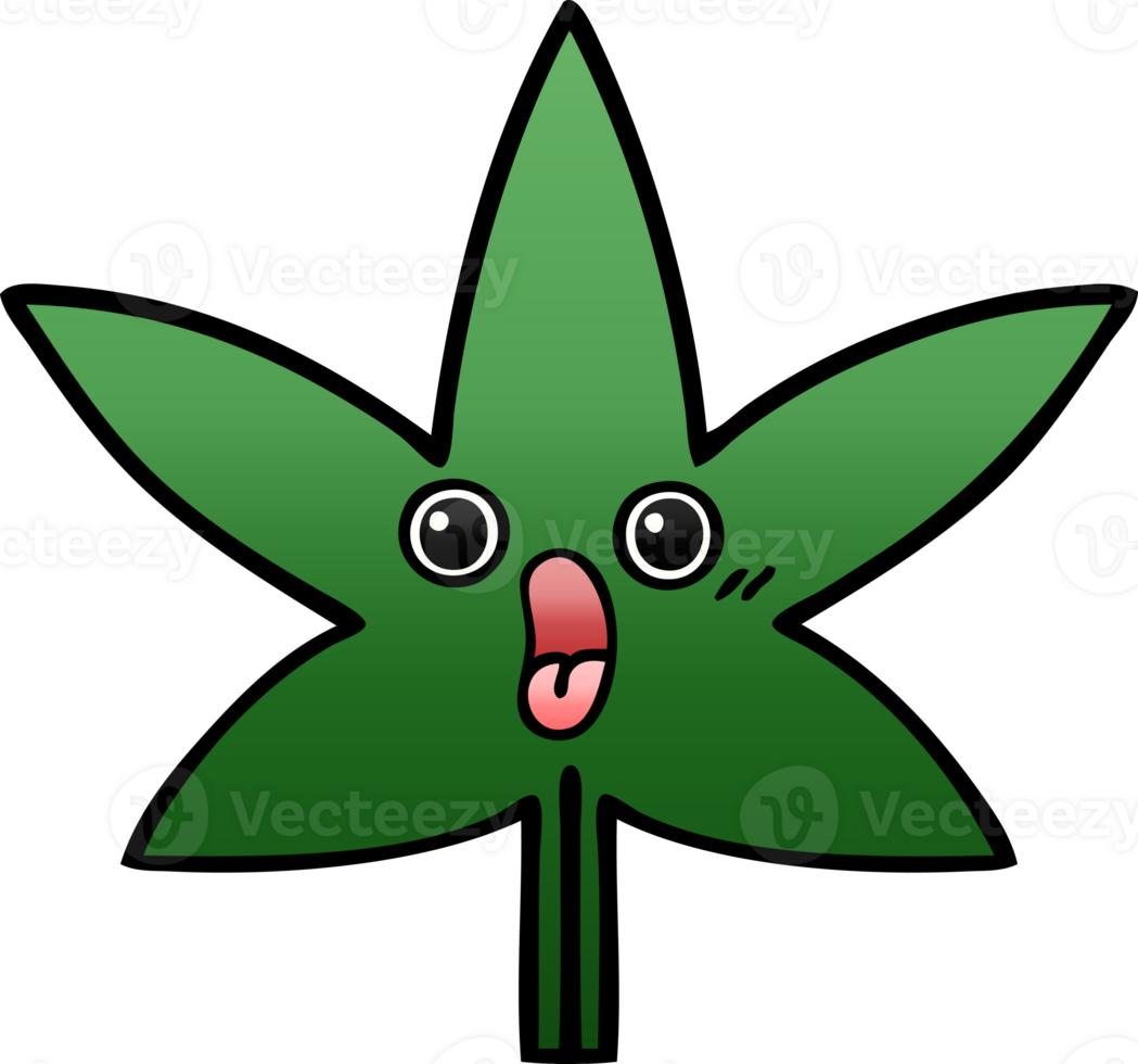 gradient shaded cartoon of a marijuana leaf png