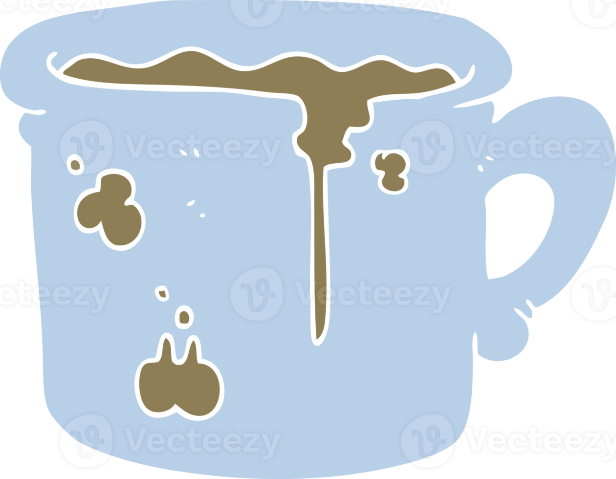 flat color illustration of old coffee cup png