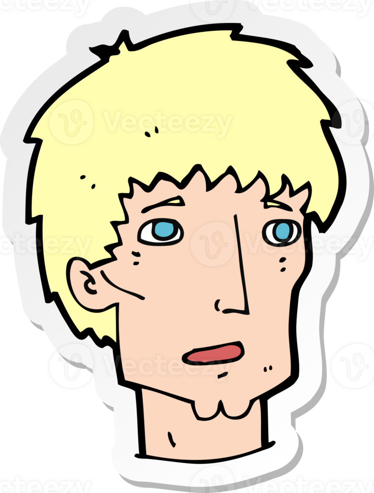 sticker of a cartoon worried man png