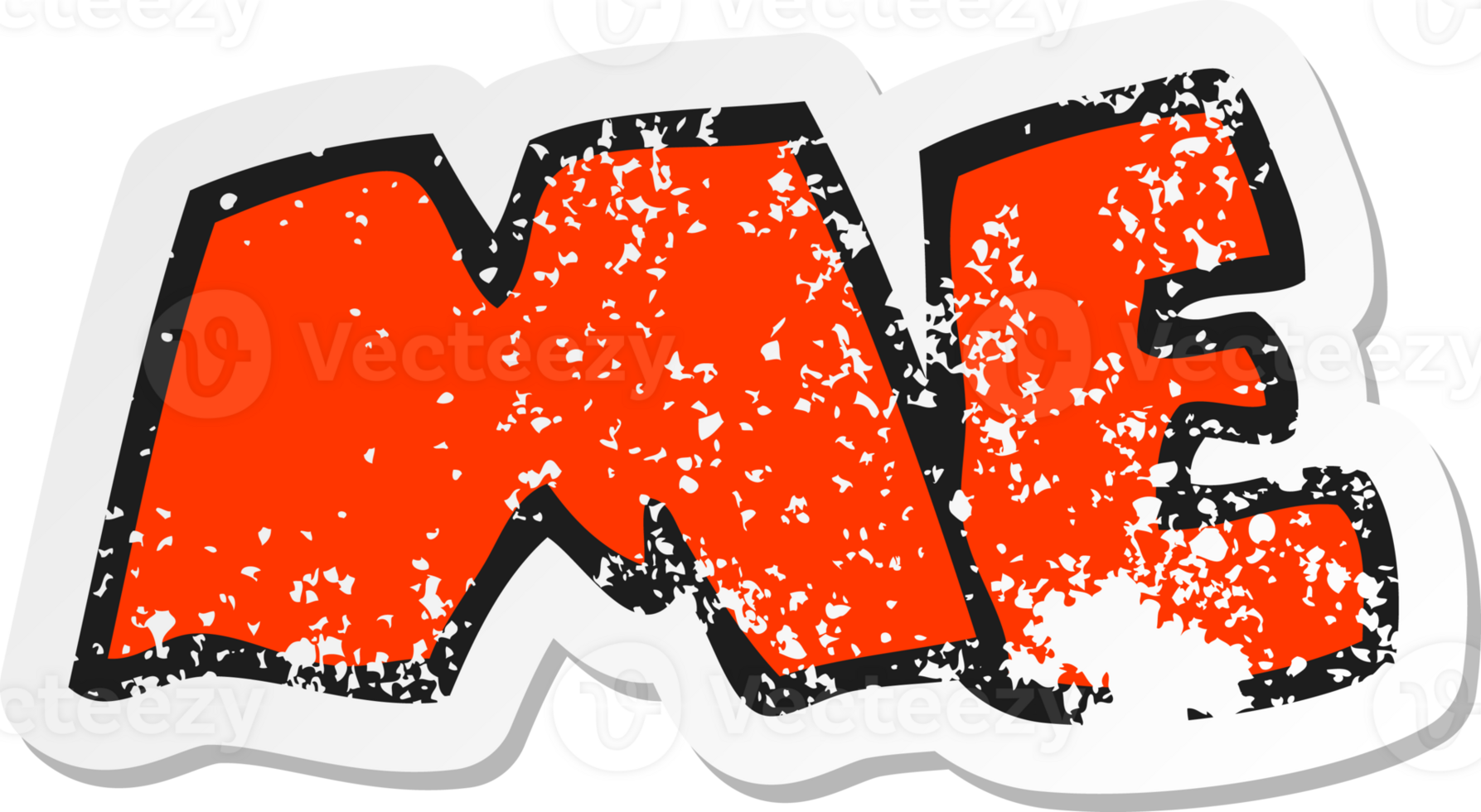 retro distressed sticker of a cartoon ME symbol png