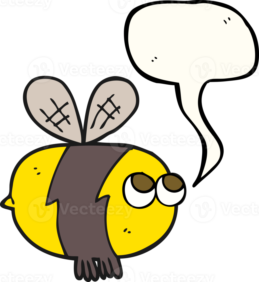hand drawn speech bubble cartoon bee png