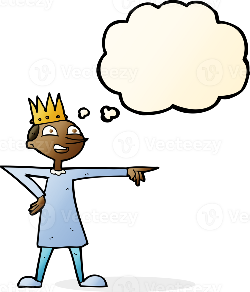 cartoon pointing prince with thought bubble png