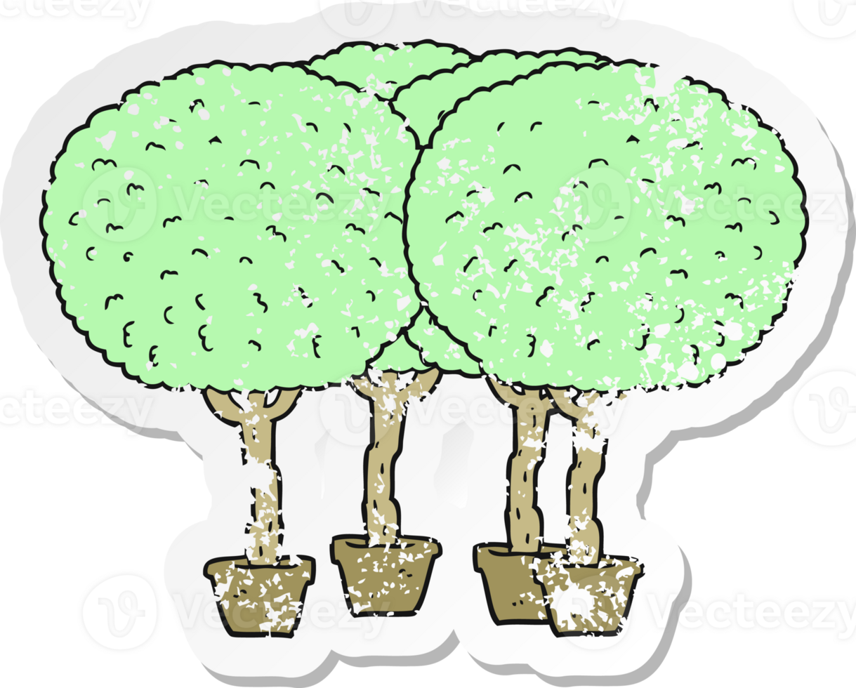 retro distressed sticker of a cartoon trees png