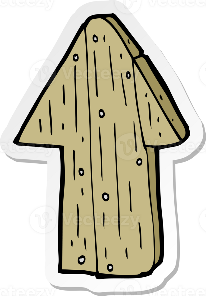 sticker of a cartoon wooden direction arrow png