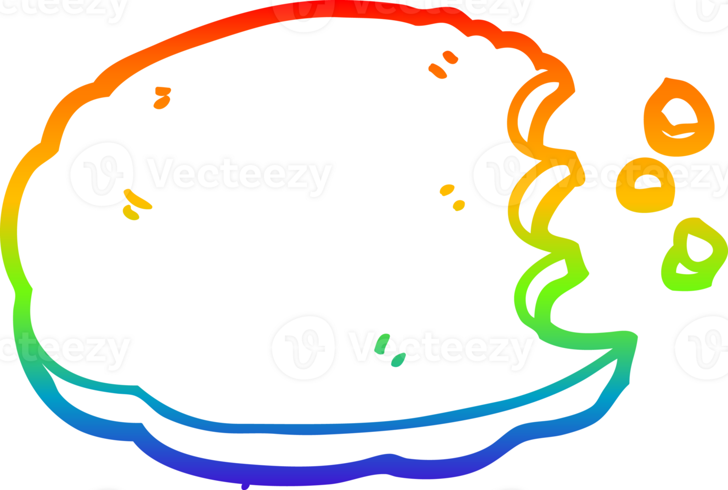 rainbow gradient line drawing of a cartoon cookie png
