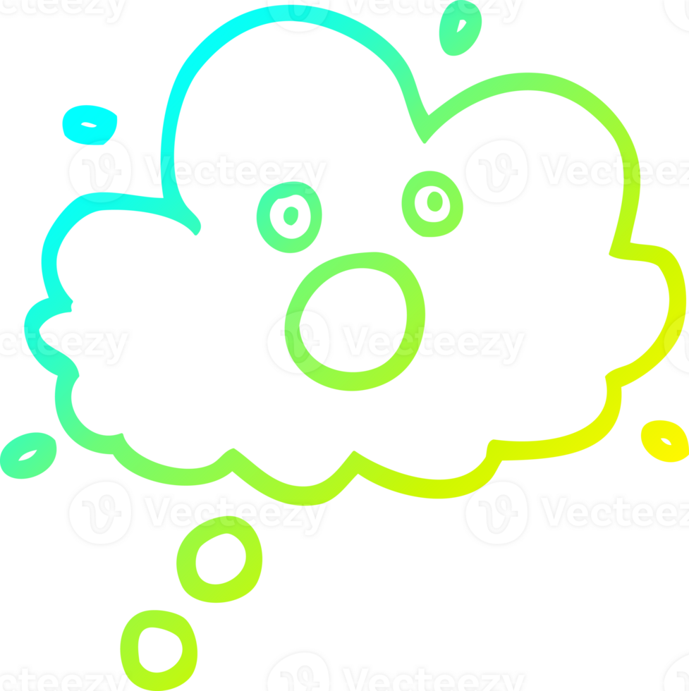 cold gradient line drawing of a cartoon screaming thought cloud png