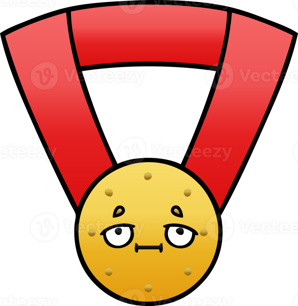 gradient shaded cartoon of a gold medal png