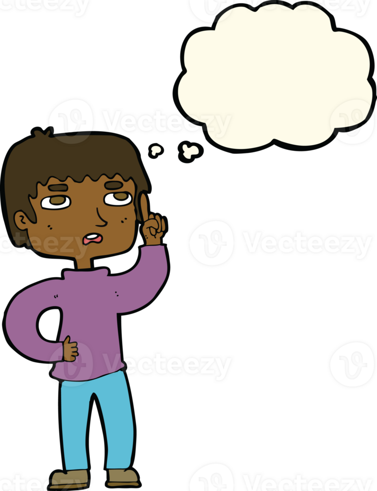 cartoon boy with question with thought bubble png