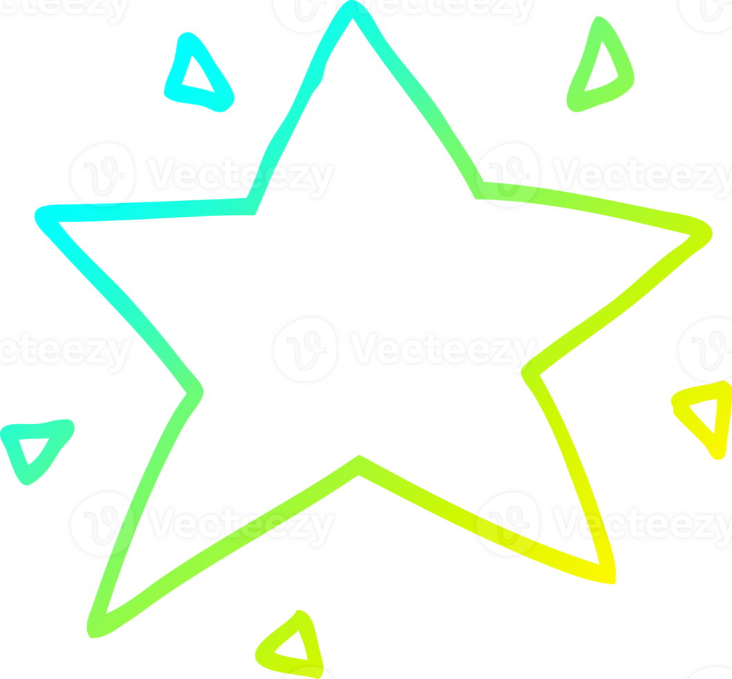 cold gradient line drawing of a cartoon star png