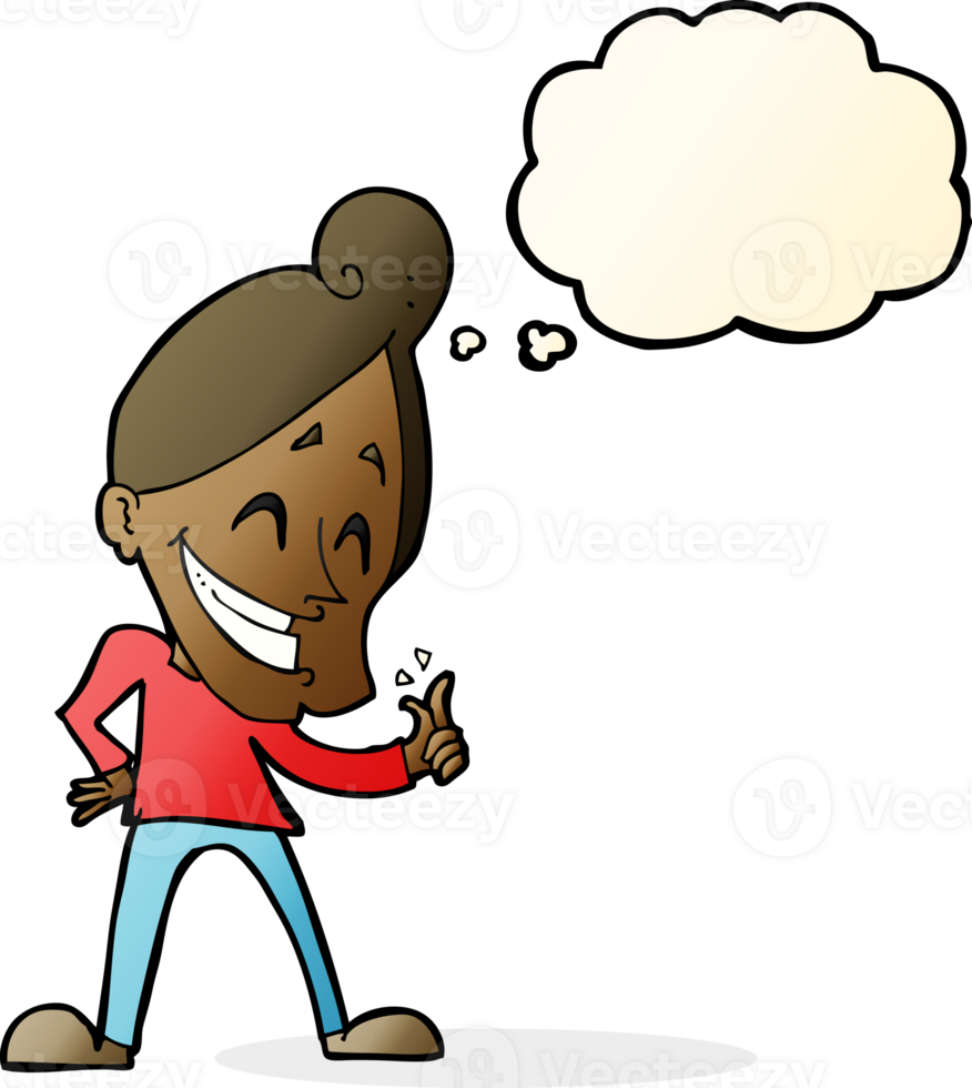 cartoon man snapping fingers with thought bubble png