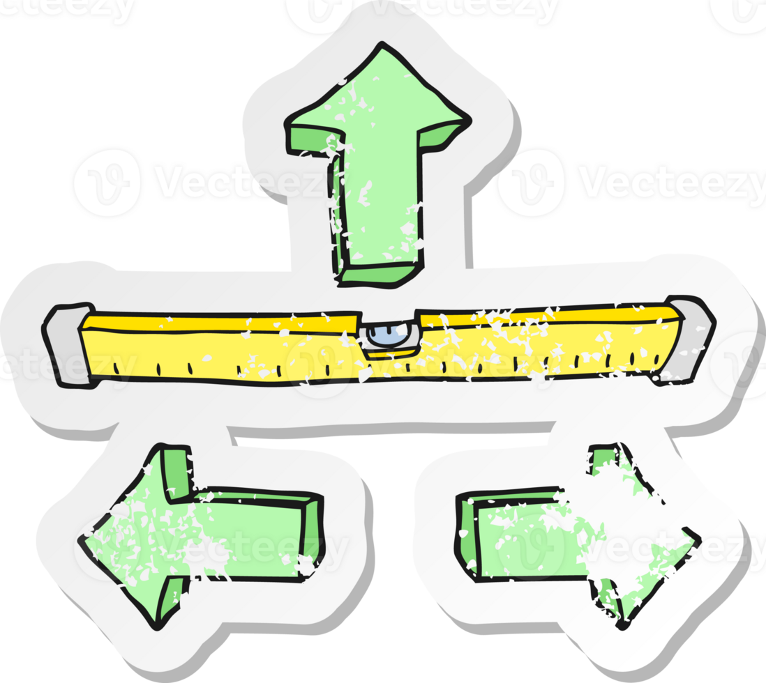retro distressed sticker of a cartoon straight level png