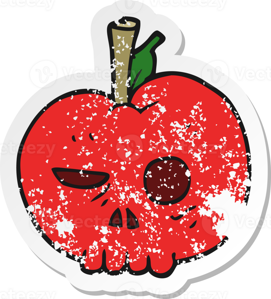 retro distressed sticker of a cartoon poison apple png