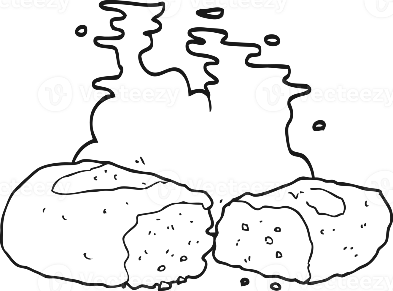 hand drawn black and white cartoon bread png