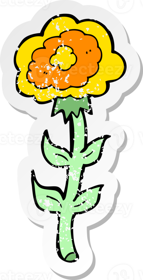 retro distressed sticker of a cartoon rose png