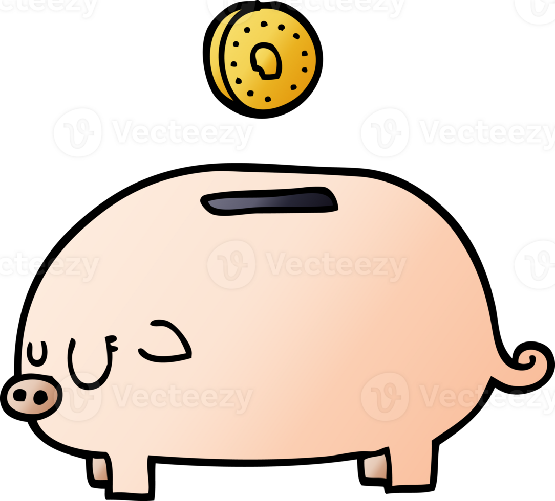 cartoon doodle piggy bank png