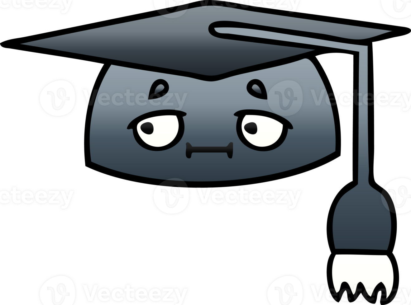gradient shaded cartoon of a graduation hat png