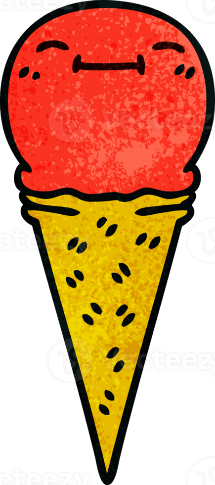 hand drawn quirky cartoon happy ice cream png