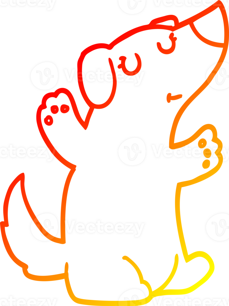 warm gradient line drawing of a cartoon dog png