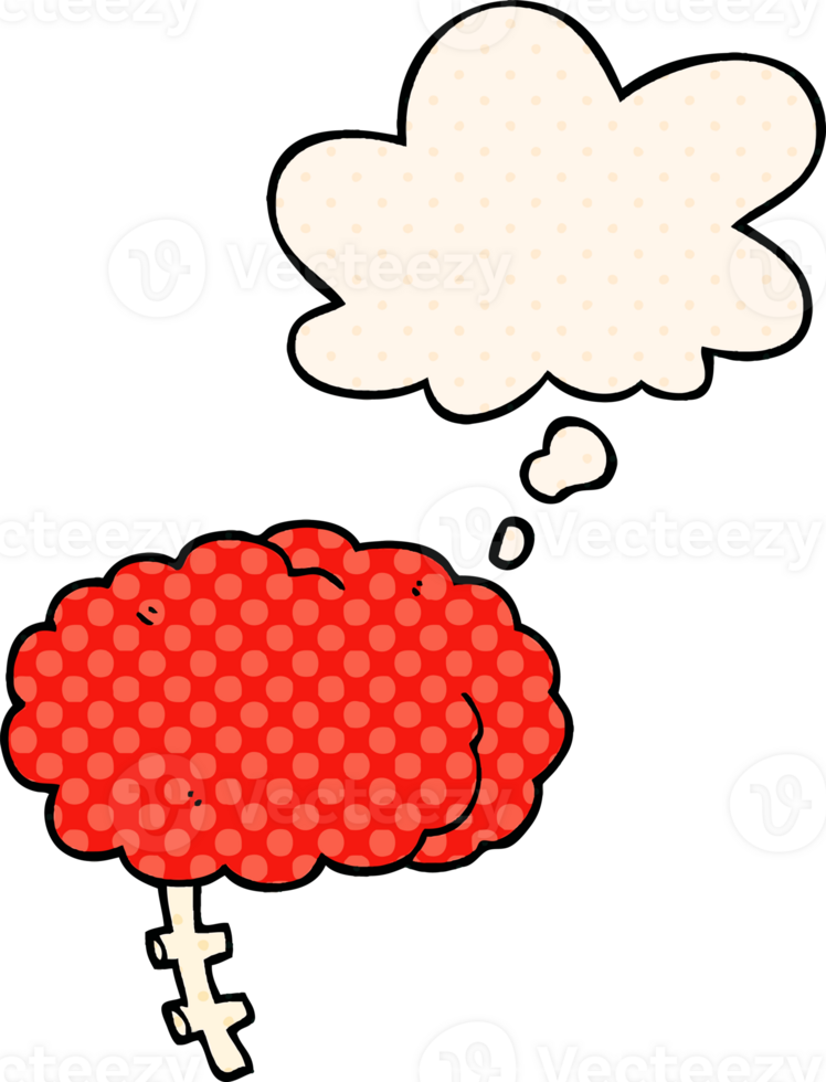 tecknad serie hjärna med trodde bubbla i komisk bok stil png
