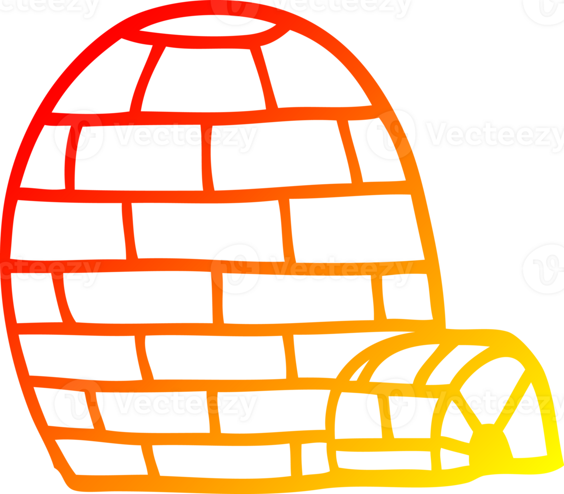 warm gradient line drawing of a cartoon ice igloo png