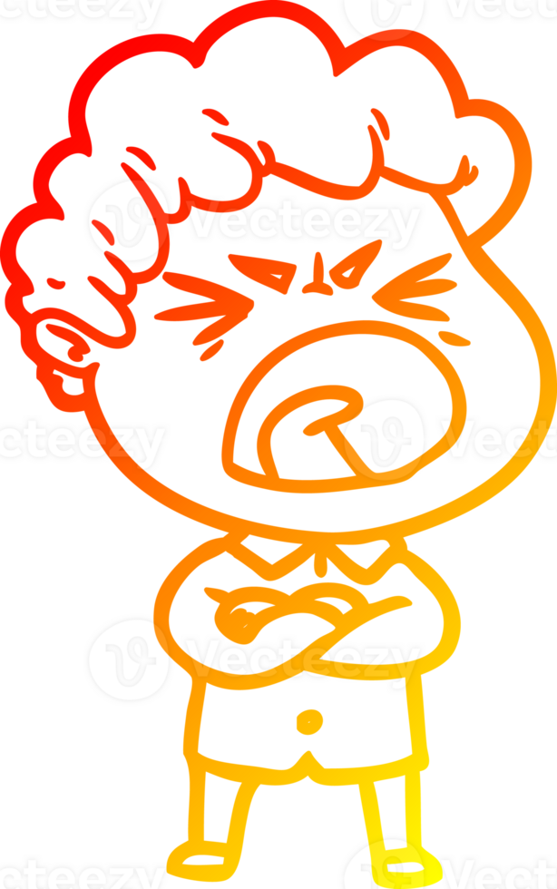 warm gradient line drawing of a cartoon furious man png