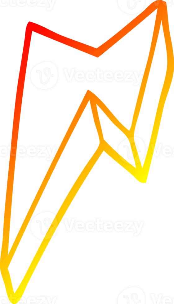 warm gradient line drawing of a cartoon decorative lightning bolt png