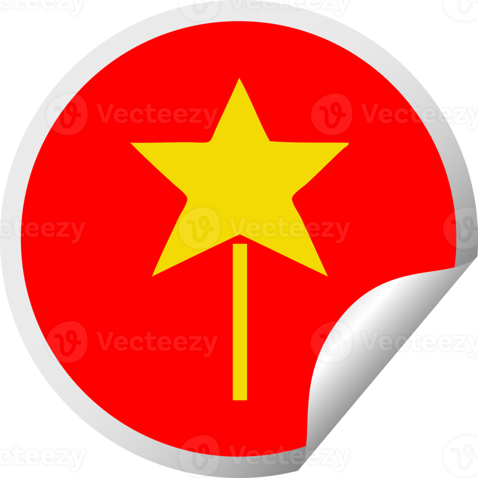 circular peeling sticker cartoon of a star wand png