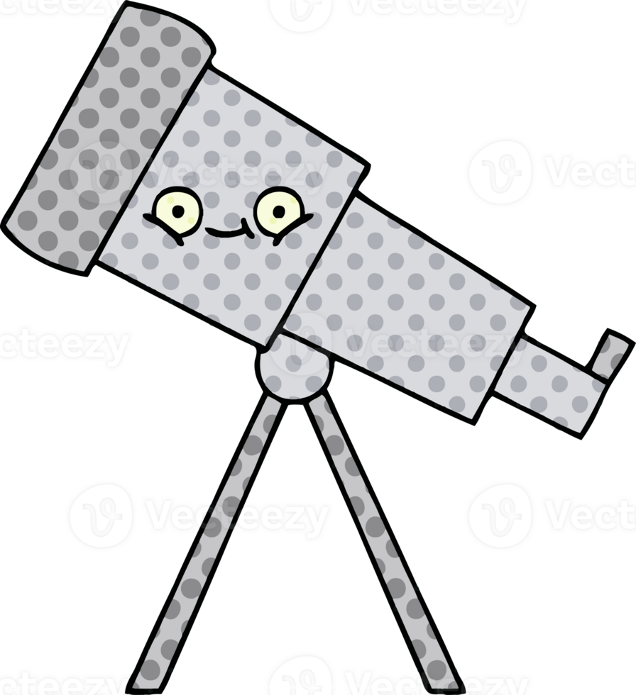 comic book style cartoon of a telescope png