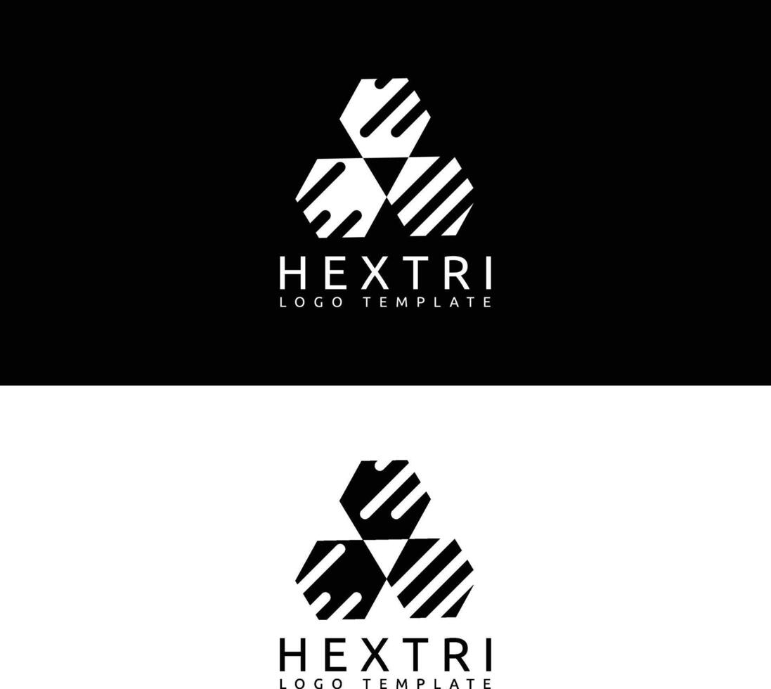 Tree Hexagon logo template in black and white color. vector