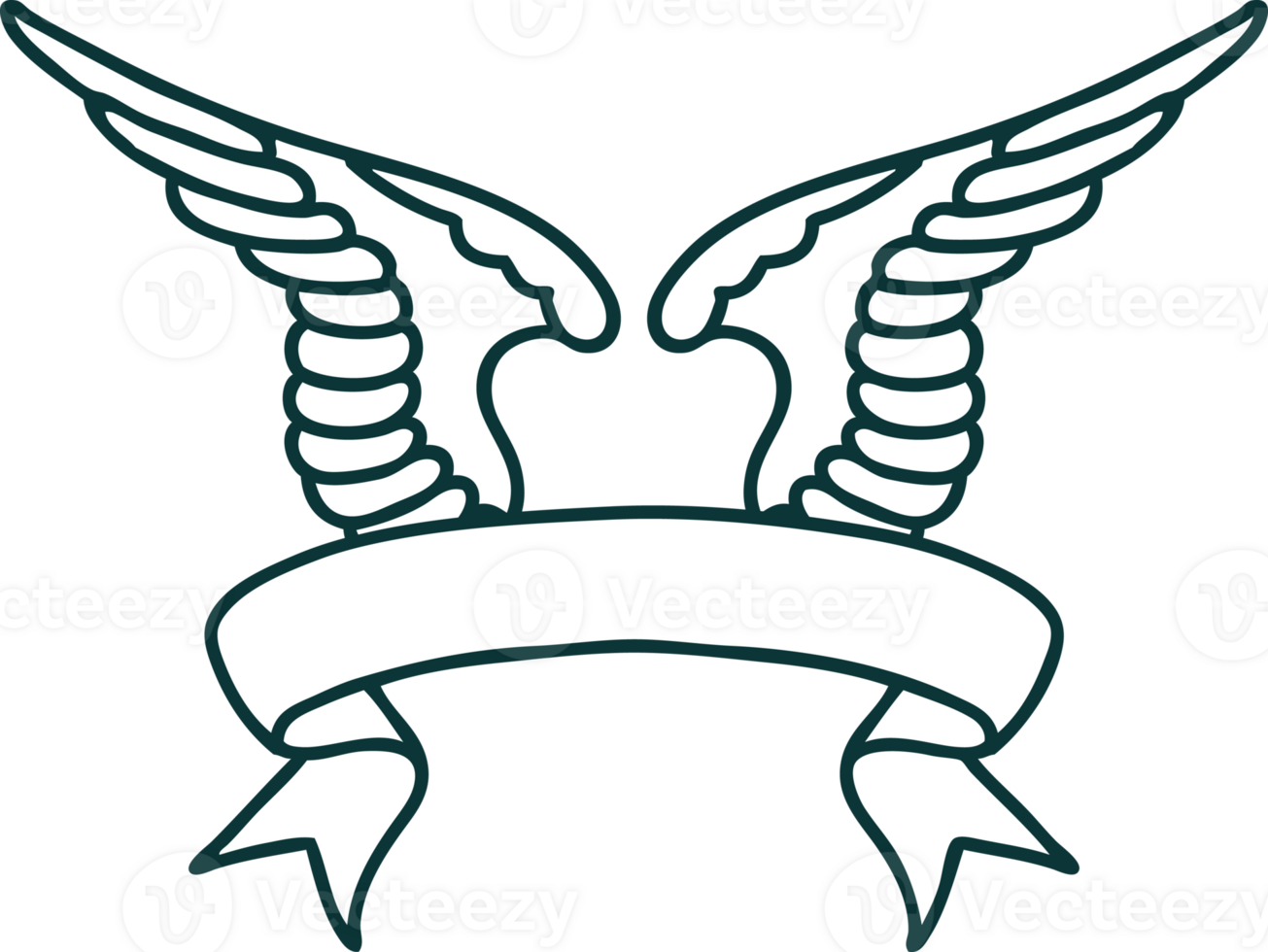 traditional tattoo with banner of a wing png