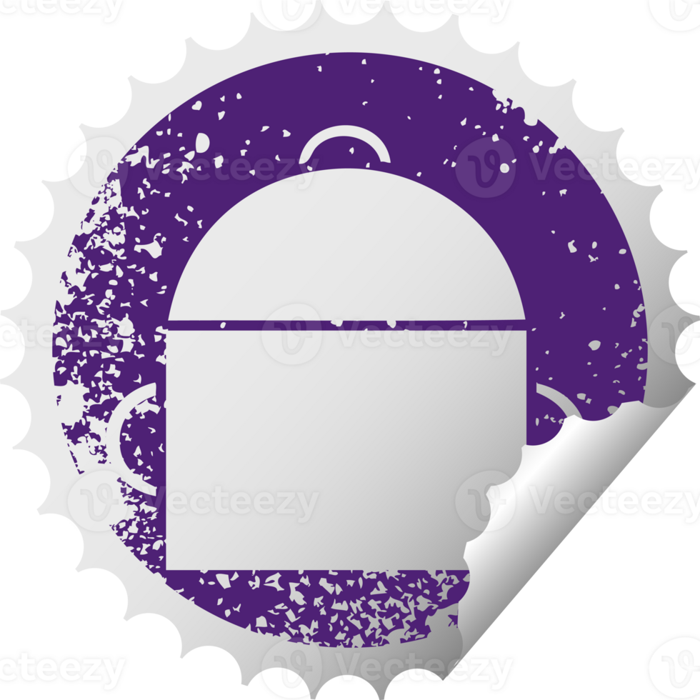 distressed circular peeling sticker symbol of a ruck sack png