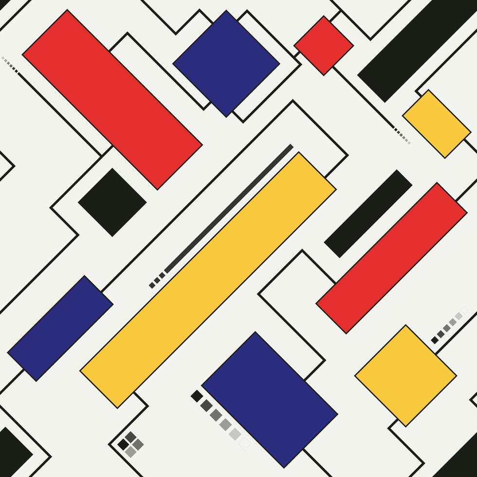 Seamless Tileable De Stijl Abstract Geometric Pattern vector