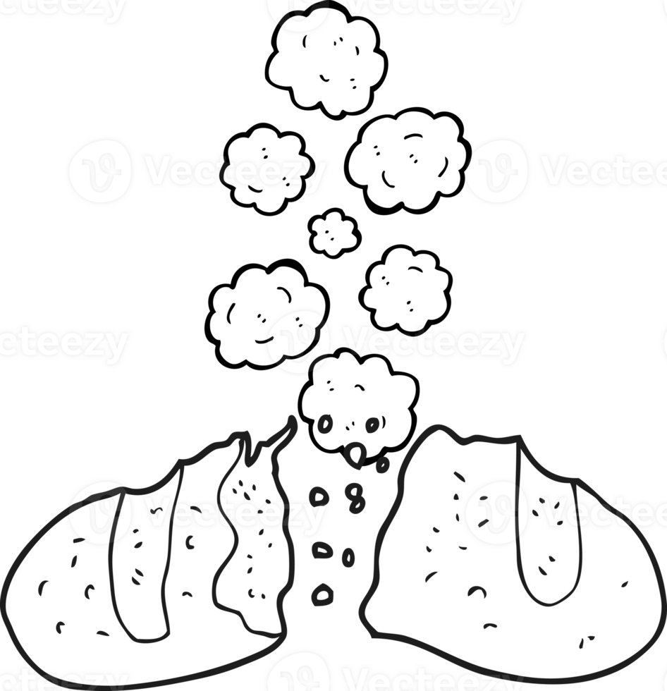 hand drawn black and white cartoon loaf of bread png